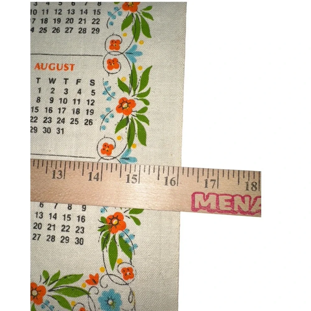 Vintage 1972 The Haus Linen Tea Towel Calendar Horse Wagon Farm Folk Art Dutch